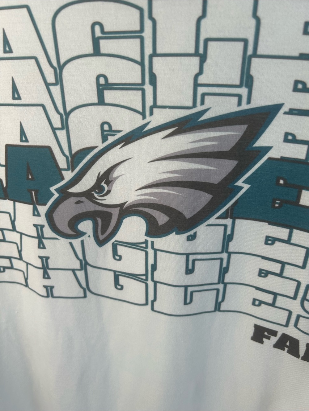 Cricut White Philadelphia Eagles Graphic Tee with Teal and Gray Logo - Picture 2 of 10